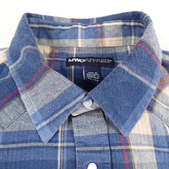 MWG Apparel Pearl Snap Western Plaid Shirt Men's XL Collared Casual Workwear - Picture 2 of 10